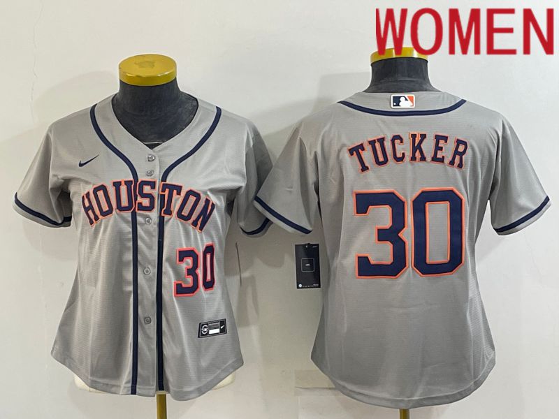 Women Houston Astros #30 Tucker Grey Game Nike 2022 MLB Jersey